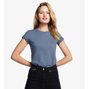 American Giant T-Shirt Womens XS Washed Navy Short Sleeve Cotton Crew Tee NEW